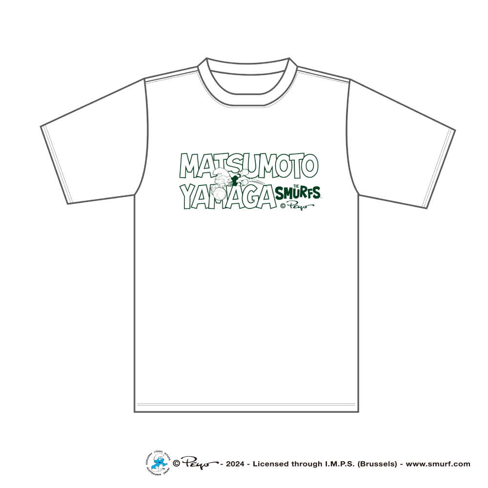 【S,M,XL,130,150残り1点】スマーフ×松本山雅 Tシャツ(モノトーン)